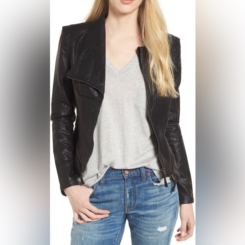 Blank NYC Jet Black Leather Moto Jacket